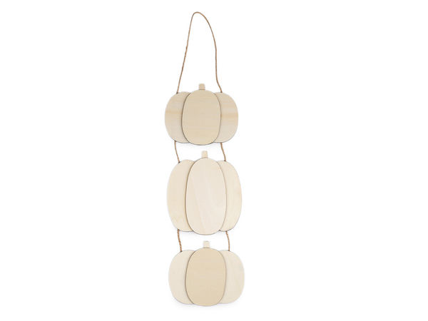 Premium Unfinished Wooden Pumpkin Hanging Decoration - DIY Autumn & Halloween Craft Ornaments