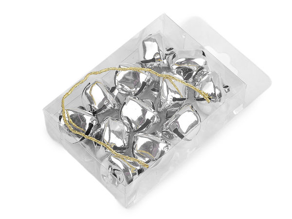 Premium Metal Jingle Bells (Ø25mm) in Storage Box with Hanging Strings - Craft & Holiday Ornaments Pack