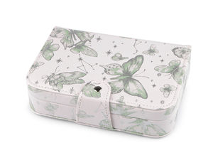 Premium Eco-Leather Butterfly Jewelry Organizer Box with Built-in Mirror and Securing Buckle (14 x 20 x 5 cm)