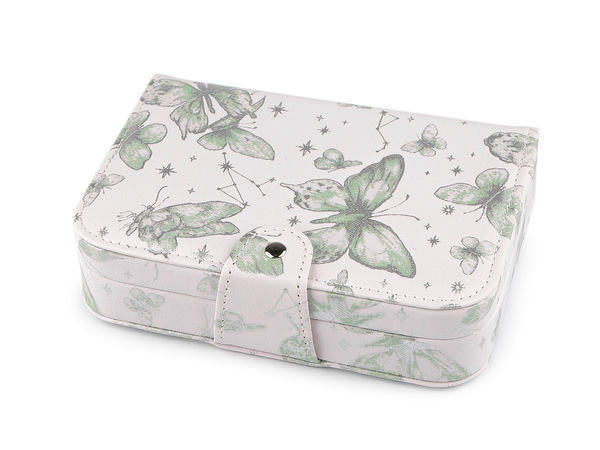 Premium Eco-Leather Butterfly Jewelry Organizer Box with Built-in Mirror and Securing Buckle (14 x 20 x 5 cm)