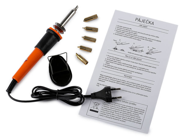 2-in-1 Precision Soldering Iron and Wood Burning Pyrography Pen Set - 30W Craft Tool Kit with 6 Attachments (Orange)