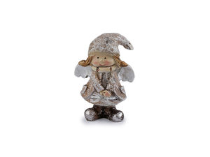 Taupe Miniature Glitter Angel Figurine - Decorative Craft Charm for Wreaths and Holiday Arrangements