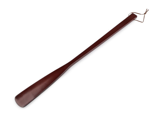 Premium Long Wooden Shoe Horn with Hanging Loop - Ergonomic Varnished Wood Shoe Helper
