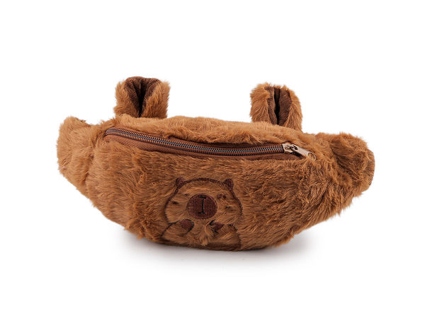Furry Capybara Plush Fanny Pack - Adjustable Crossbody Waist Bag (29x15 cm)