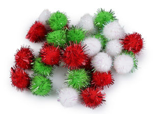 Shimmering Lurex Craft Pom Poms, 20mm (30-Pack) - Metallic Embellishments for Sewing, Knitting, and Festive DIY