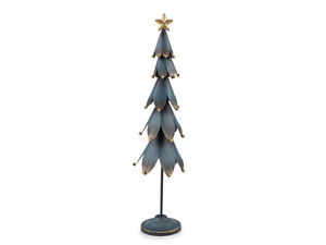 Elegant Metal Christmas Tree Figurine with Delicate Patina Finish - Modern Holiday Tabletop Decor