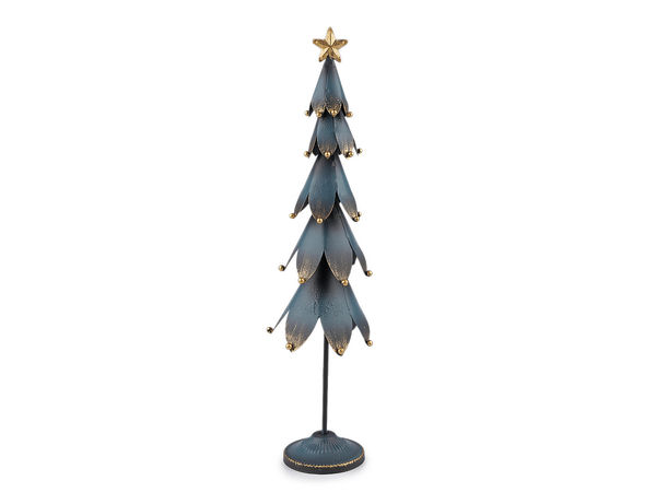 Elegant Metal Christmas Tree Figurine with Delicate Patina Finish - Modern Holiday Tabletop Decor