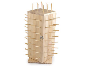 Rotating Wooden Thread Stand with Integrated Storage (Holds 93 Spools, 44cm) - Natural Light