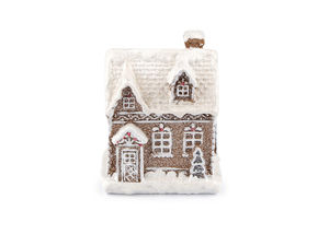 Decorative Faux Gingerbread House - Frosted Glitter Christmas Tabletop Ornament & Crafting Accessory
