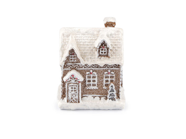 Decorative Faux Gingerbread House - Frosted Glitter Christmas Tabletop Ornament & Crafting Accessory