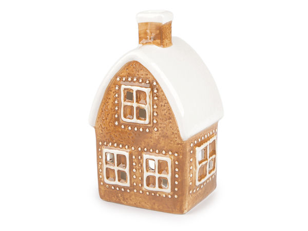Ceramic Gingerbread Christmas Cottage and Church Tea Light Candle Holder