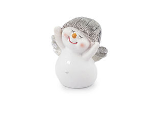 Elegant Snowman Figurine with Wings and Metallic Details - Holiday Wreath & Winter Arrangement Craft Accessory