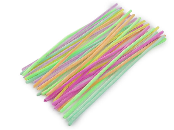 Premium Fuzzy Chenille Stems for Crafting & DIY Projects - Pastel Color Mix, 6mm Diameter, 30cm Length