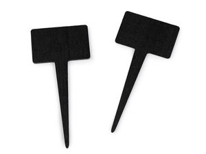 Mini Wooden Chalkboard Picks - Double-Sided Reusable Plant Markers & Table Place Cards for Weddings, Events, and Retail Displays (Black)
