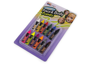 Premium 12-Color Face and Body Paint Stick Set - Washable, Safe Makeup Crayons for Kids, Parties, and Carnivals