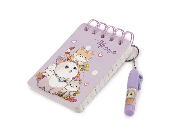 Premium Kids' Spiral Lined Notebook with Attached Matching Pen - Cute Cartoon Designs for School, Writing, and Journaling