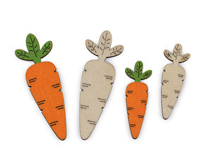 Premium Wooden Carrots for Easter & Spring Crafts - 12-Piece Decorative Wood Cutouts Set for Scrapbooking, Table Displays & DIY Projects