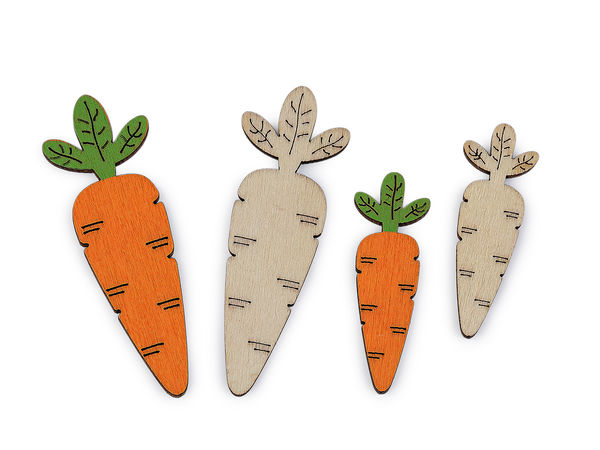 Premium Wooden Carrots for Easter & Spring Crafts - 12-Piece Decorative Wood Cutouts Set for Scrapbooking, Table Displays & DIY Projects