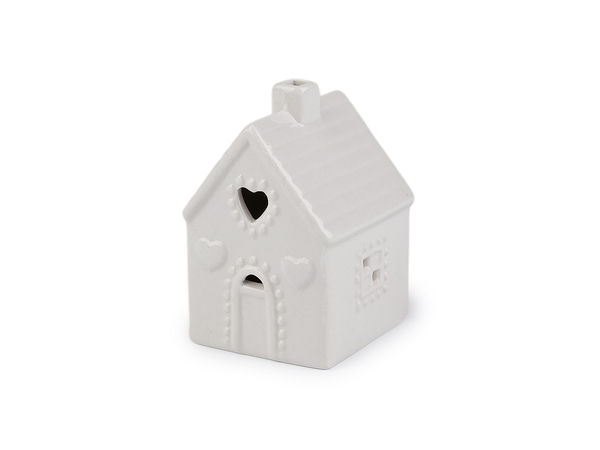 Elegant White Porcelain LED Light House - Decorative Miniature Ceramic Cottage with Warm Glow