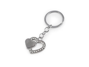 Premium Platinum Pendant Keychain - Heart & Four-Leaf Clover Handbag Charm and Key Accessory