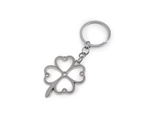Premium Platinum Pendant Keychain - Heart & Four-Leaf Clover Handbag Charm and Key Accessory