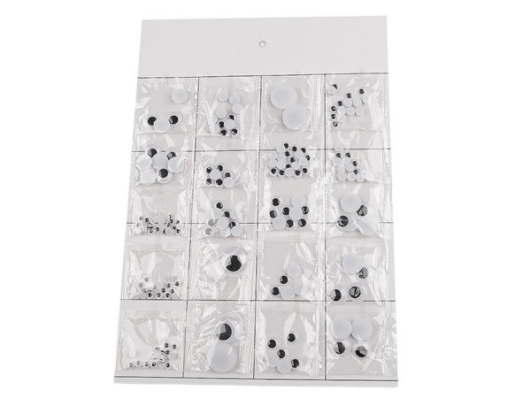 Self-Adhesive Googly Eyes with Movable Pupils - Assorted Sizes (5mm-14mm) for DIY Crafts, Dolls, and Scrapbooking (150 Pcs)