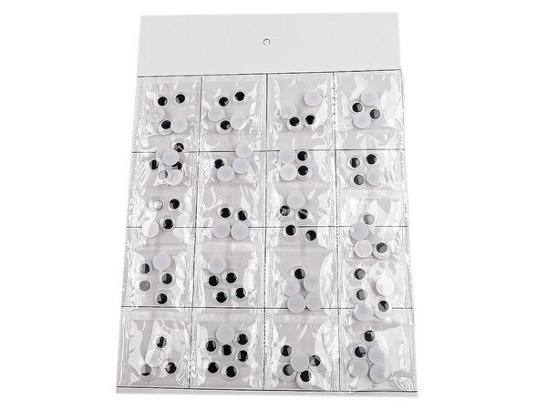 Self-Adhesive Wiggle Googly Eyes with Movable Black Pupils (Ø 15 mm & 18 mm) for DIY Dolls & Crafts