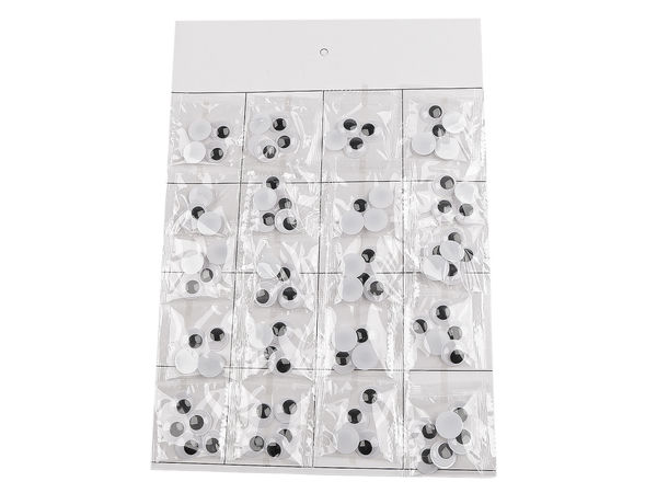 Self-Adhesive Wiggle Googly Eyes with Movable Black Pupils (Ø 15 mm & 18 mm) for DIY Dolls & Crafts