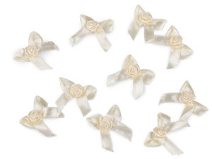 Elegant Satin Ribbon Bows with Center Rose Embellishments for Apparel, Weddings, and Crafts