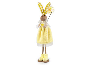 Plush Easter Bunny Figurine with Flower - Spring & Easter Home Decor