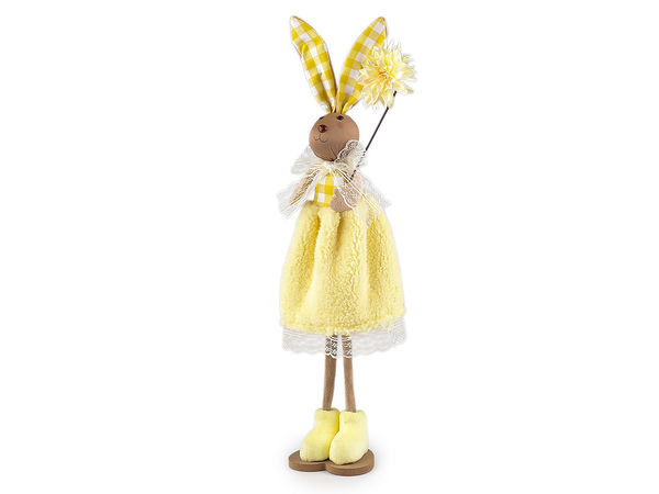 Plush Easter Bunny Figurine with Flower - Spring & Easter Home Decor