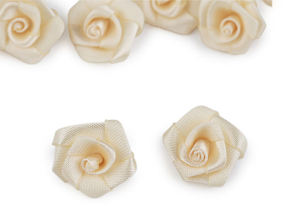 Premium Mini Satin Rose Flower Appliques (15mm) - Elegant Sew-On Fabric Embellishments for Crafts, Clothing, and Accessories