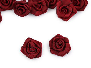 Premium Mini Satin Rose Flower Appliques (15mm) - Elegant Sew-On Fabric Embellishments for Crafts, Clothing, and Accessories