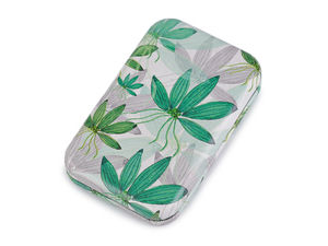 Premium Dual-Sided Compact Pocket Mirror with Leaf Print & Eco-Leather Cover