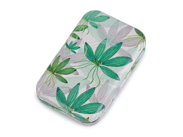 Premium Dual-Sided Compact Pocket Mirror with Leaf Print & Eco-Leather Cover