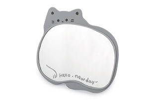 Premium Cat Design Tabletop Vanity Mirror with Folding Stand - High-Quality Metal Cosmetic Mirror