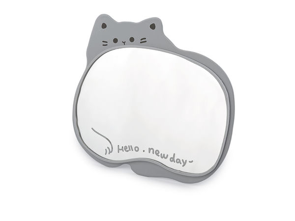 Premium Cat Design Tabletop Vanity Mirror with Folding Stand - High-Quality Metal Cosmetic Mirror