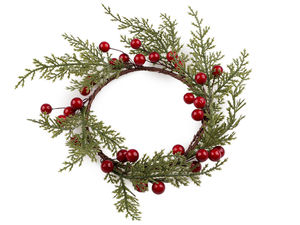 Festive Christmas Berry Candle Wreath Ring - Decorative Advent Table Centerpiece (Ø 13 cm)