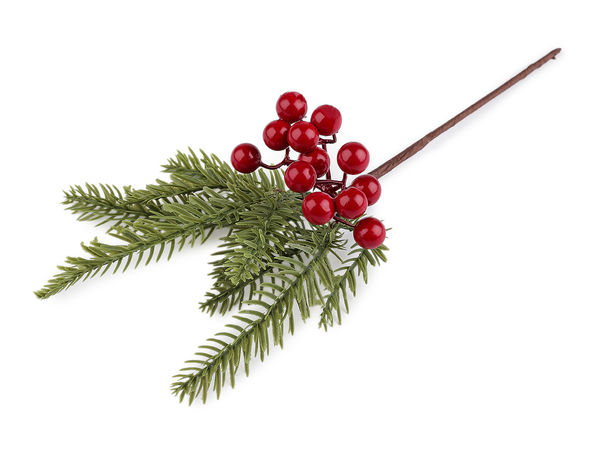Artificial Conifer Branch with Berries - Realistic Faux Pine Twig for Wreaths, Floral Arrangements & Seasonal Holiday Decor