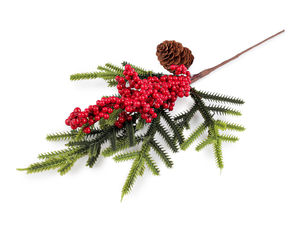 Shapeable Artificial Christmas Conifer Branch with Berries – Festive Holiday Twig for Wreaths & Garlands