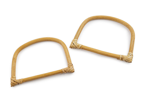 Natural Bamboo D-Shape Bag Handles (13 x 9.5 cm) - Premium Haberdashery Supplies for Handbag, Purse Making & DIY Macramé Projects