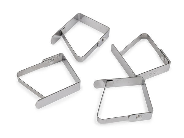 Premium Metal Tablecloth Clips - Heavy Duty Table Cloth Clamps for Indoor and Outdoor Dining, 4-Piece Set (Silver)