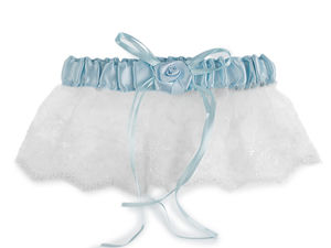 Elegant Lace and Satin Bridal Wedding Garter with Delicate Rose Bow Detail