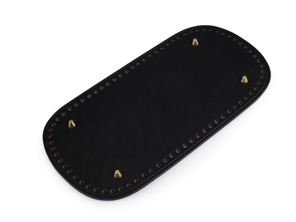 Premium Eco-Leather Handbag Bottom Shaper with Protective Metal Feet (15x30 cm) - Pre-Stitched Base with 76 Holes for Crochet & Sewing