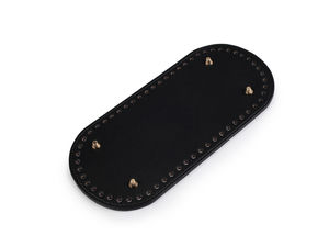 Stitched Eco-Leather Handbag Bottom with Protective Metal Feet, 12x25 cm - Pre-Punched Base Shaper for Crochet & Sewn Purses