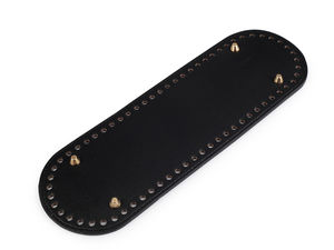 Premium Eco-Leather Handbag Bottom Shaper with Metal Feet (10x30 cm) - Pre-Punched Base for Crocheting & Sewing Bags
