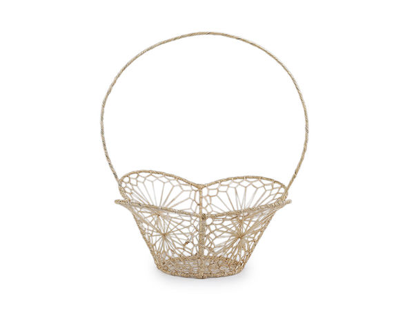 Elegant Knitted Flower Girl Basket – Romantic Wedding Bridesmaid Basket for Rose Petals & Floral Arrangements