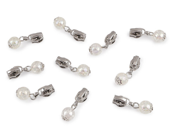 Decorative Autolock Slider for No. 3 Nylon Coil Zippers | Elegant Pearl & Transparent AB Accents