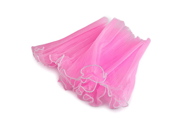 Pleated Organza Flower Cuff with Elegant Beaded Trim (28cm) – Premium Decorative Floral Wrap for Bouquets and Wedding Decor