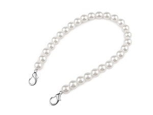 Elegant Pearl Strap Handle for Handbags, Clutches & Mobile Phones (30cm) - Pearl Nickel